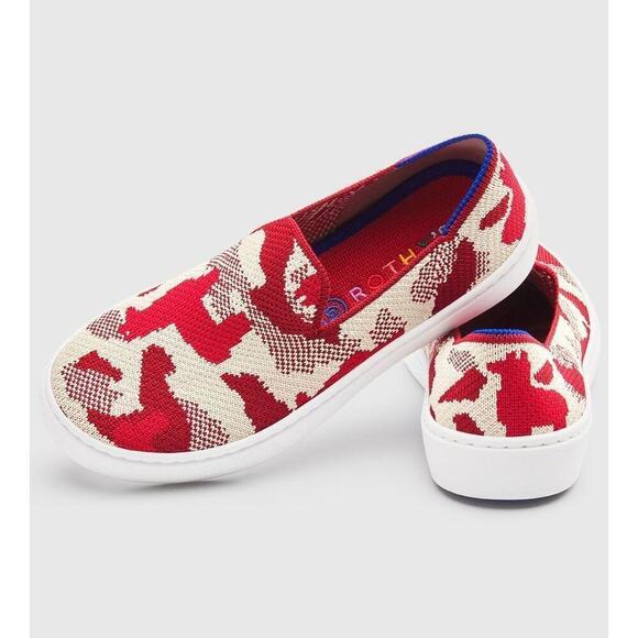 Rothy’s The‎ Kid Red Llama Camo Slip On Sneaker Shoes  Size 3 - Picture 1 of 10